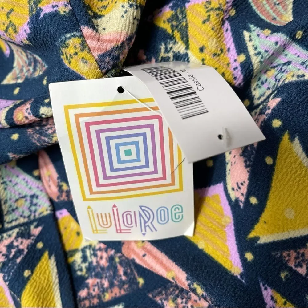 Lula Roe Blue and Yellow Triangle Pattern Skirt